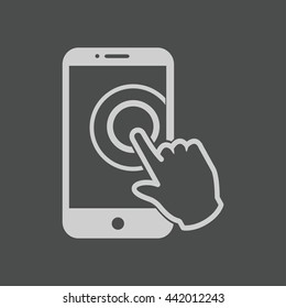 Touch screen smartphone sign icon. Hand pointer symbol. Flat design style. Vector EPS 10.