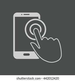 Touch screen smartphone sign icon. Hand pointer symbol. Flat design style. Vector EPS 10.