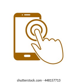Touch screen smartphone sign icon. Hand pointer symbol. Flat design style. Vector EPS 10.