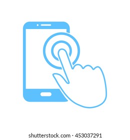 Touch screen smartphone sign icon. Hand pointer symbol. Flat design style. Vector EPS 10.