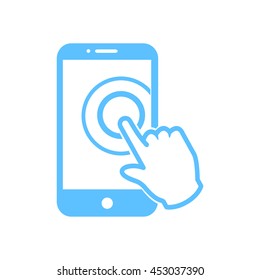 Touch screen smartphone sign icon. Hand pointer symbol. Flat design style. Vector EPS 10.