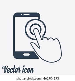 Touch screen smartphone sign icon. Hand pointer symbol. Flat design style. Vector EPS 10.