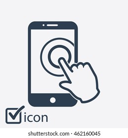 Touch screen smartphone sign icon. Hand pointer symbol. Flat design style. Vector EPS 10.