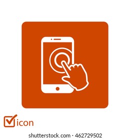 Touch screen smartphone sign icon. Hand pointer symbol. Flat design style. Vector EPS 10.