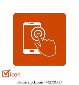 Touch screen smartphone sign icon. Hand pointer symbol. Flat design style. Vector EPS 10.