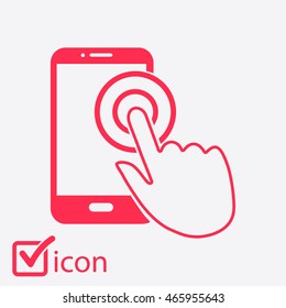 Touch screen smartphone sign icon. Hand pointer symbol. Flat design style. Vector EPS 10.