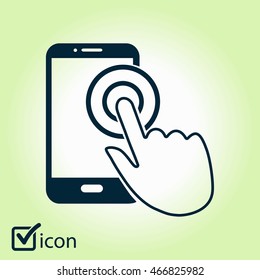 Touch screen smartphone sign icon. Hand pointer symbol. Flat design style. Vector EPS 10.