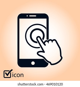 Touch screen smartphone sign icon. Hand pointer symbol. Flat design style. Vector EPS 10.
