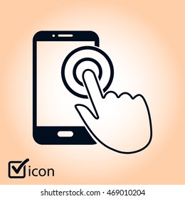 Touch screen smartphone sign icon. Hand pointer symbol. Flat design style. Vector EPS 10.
