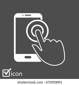 Touch screen smartphone sign icon. Hand pointer symbol. Flat design style. Vector EPS 10.