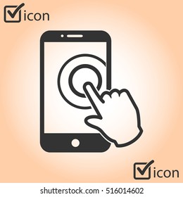 Touch screen smartphone sign icon. Hand pointer symbol. Flat design style. Vector EPS 10.
