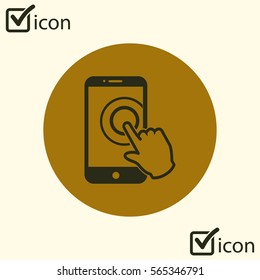 Touch screen smartphone sign icon. Hand pointer symbol. Flat design style. Vector EPS 10.