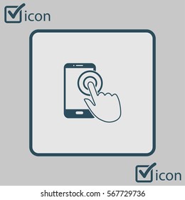 Touch screen smartphone sign icon. Hand pointer symbol. Flat design style. Vector EPS 10.
