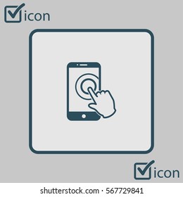 Touch screen smartphone sign icon. Hand pointer symbol. Flat design style. Vector EPS 10.