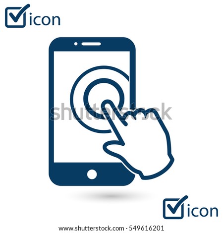 Touch screen smartphone sign icon. Hand pointer symbol. Flat design style. Vector EPS 10.