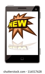 touch screen smartphone with word new on display