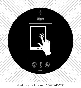 Touch screen tablet with click hand. Graphic elements for your design