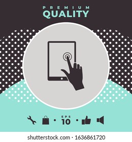 Touch screen tablet with click hand. Graphic elements for your design