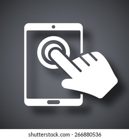 Touch screen tablet icon, vector