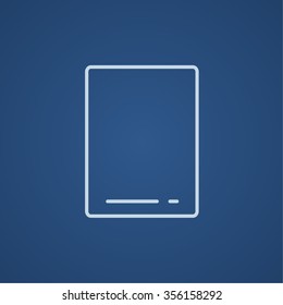 Touch screen tablet line icon for web, mobile and infographics. Vector light blue icon isolated on blue background.