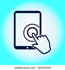 Touch screen tablet PC sign icon. Hand pointer symbol. 