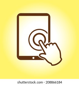 Touch screen tablet PC sign icon. Hand pointer symbol. 