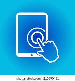 Touch screen tablet PC sign icon. Hand pointer symbol. 