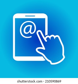 Touch screen tablet PC sign icon. Hand pointer symbol.  Mail on Screen Tablet PC.