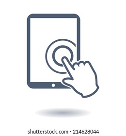 Touch screen tablet PC sign icon. Hand pointer symbol. 