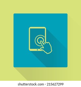 Touch screen tablet PC sign icon. Hand pointer symbol. 