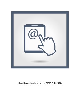 Touch screen tablet PC sign icon. Hand pointer symbol.  Mail on Screen Tablet PC.