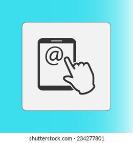 Touch screen tablet PC sign icon. Hand pointer symbol.  Mail on Screen Tablet PC.
