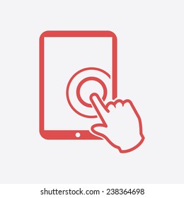 Touch screen tablet PC sign icon. Hand pointer symbol. 