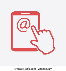 Touch screen tablet PC sign icon. Hand pointer symbol.  Mail on Screen Tablet PC.