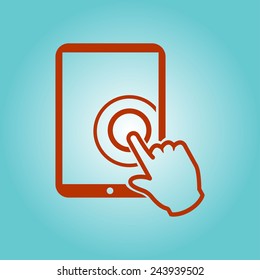Touch screen tablet PC sign icon. Hand pointer symbol. 