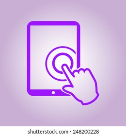 Touch screen tablet PC sign icon. Hand pointer symbol. 