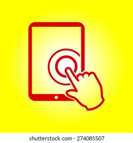 Touch screen tablet PC sign icon. Hand pointer symbol. 