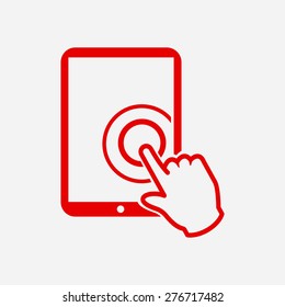 Touch screen tablet PC sign icon. Hand pointer symbol. 