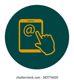 Touch screen tablet PC sign icon. Hand pointer symbol.  Mail on Screen Tablet PC.