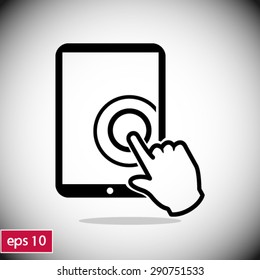 Touch screen tablet PC sign icon. Hand pointer symbol. 