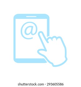 Touch screen tablet PC sign icon. Hand pointer symbol.  Mail on Screen Tablet PC.