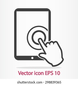 Touch screen tablet PC sign icon. Hand pointer symbol. 