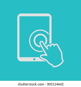 Touch screen tablet PC sign icon. Hand pointer symbol. 