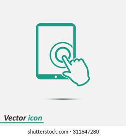 Touch screen tablet PC sign icon. Hand pointer symbol. 