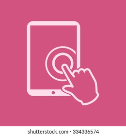 Touch screen tablet PC sign icon. Hand pointer symbol. 