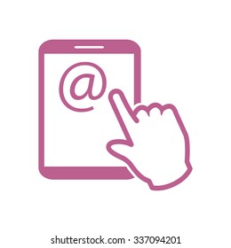 Touch screen tablet PC sign icon. Hand pointer symbol.  Mail on Screen Tablet PC.