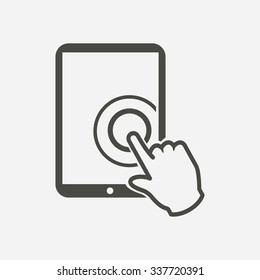 Touch screen tablet PC sign icon. Hand pointer symbol. 