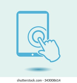 Touch screen tablet PC sign icon. Hand pointer symbol. 