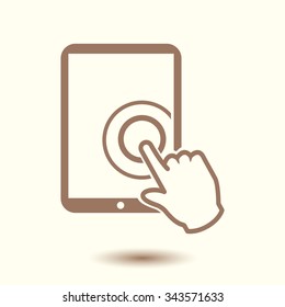 Touch screen tablet PC sign icon. Hand pointer symbol. 