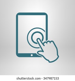 Touch screen tablet PC sign icon. Hand pointer symbol. 